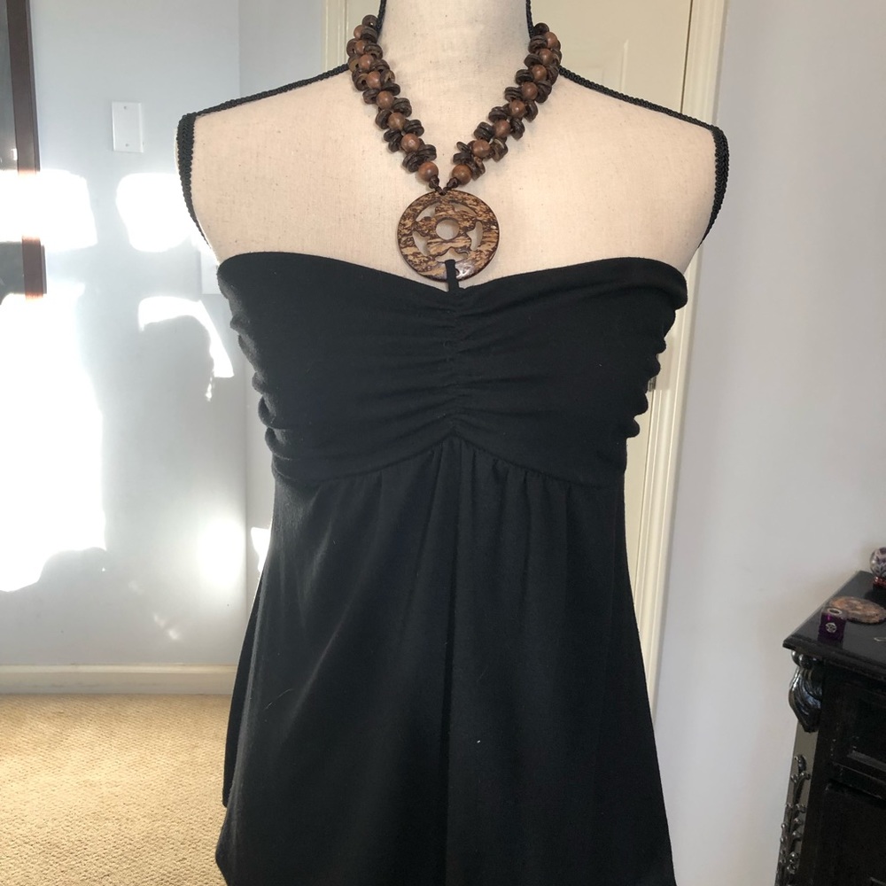 Ocean Drive Strapless top with beaded neck tie